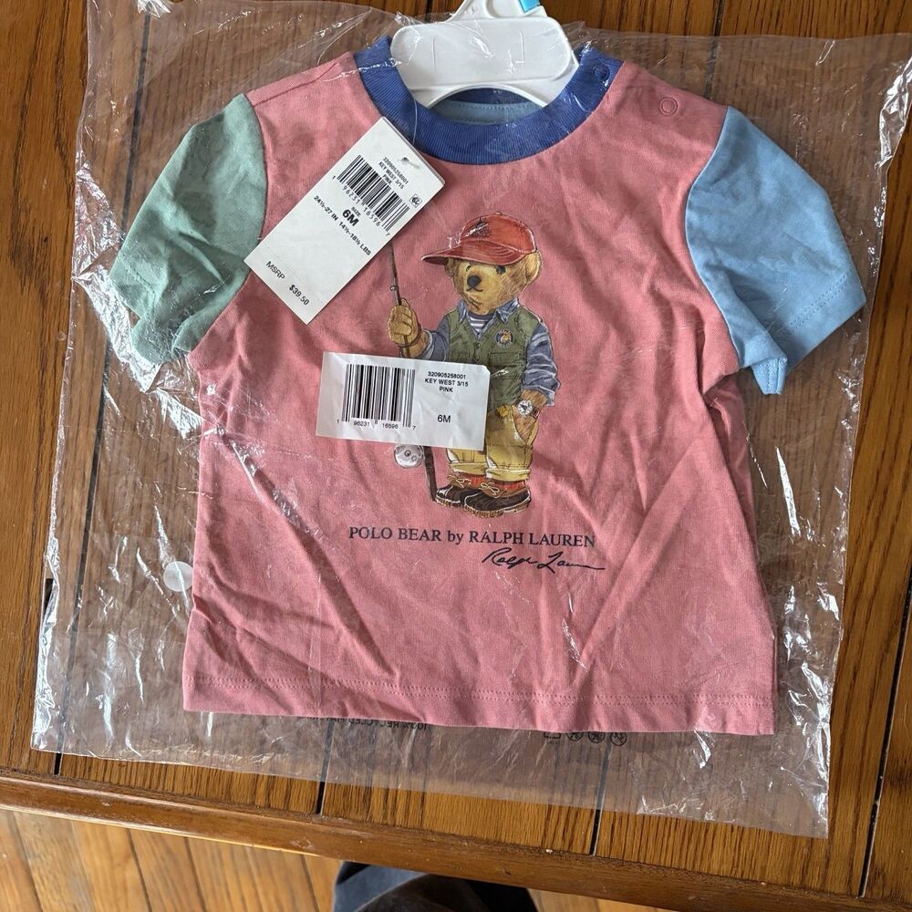 Brand New w/ Tags Polo Bear by RALPH LAUREN Childrens Tee Fishing